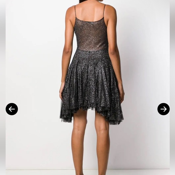 NWT Philosophy di Lorenzo Serafini Black Glitter High Low Dress - Picture 3 of 9